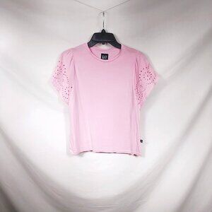 GAP Light Pink Eyelet Short Sleeve Shirt Size XS